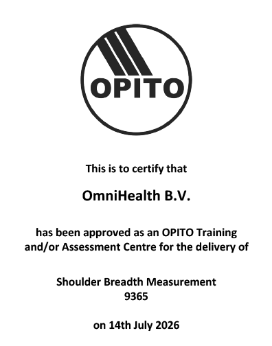 OPITO schoudermeting 2 OPITO Approved Training & Assessment Centre - Shoulder Breadth Measurement (9365), OmniHealth B.V.